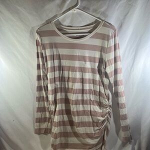 Striped Long Sleeve Top - Pink and White